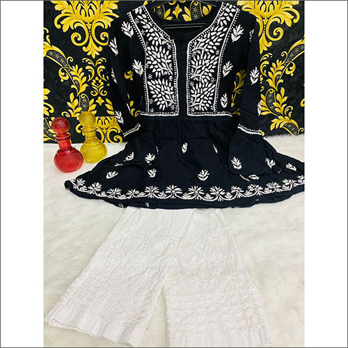 Chikankari Short Kurtis With Palazzo