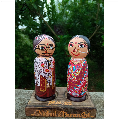 Couple Handpainted Wooden Doll