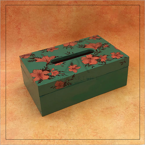 Durable Green Handpainted Napkin Box