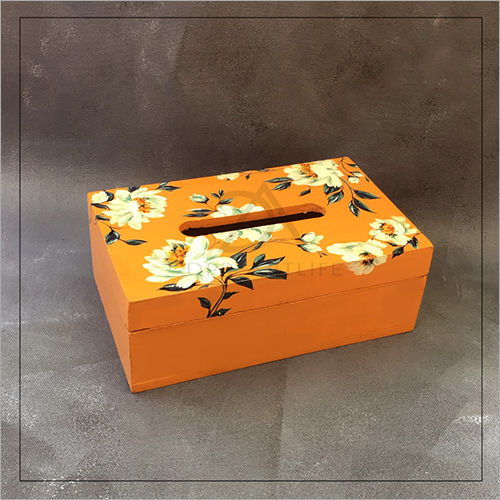 Yellow Handpainted Napkin Box