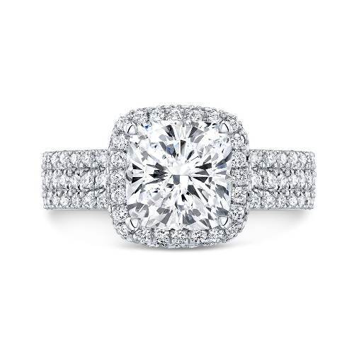 Cushion Shape Lab Grown Diamond Halo Engagement ring In 14 K White Gold