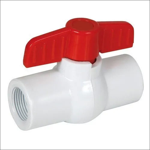 White-Red 15Mm Plastic Threaded Ball Valve