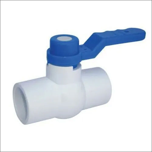 White-Blue 2 Way Polypropylene Solid Ball Valve