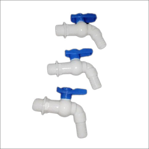 White-Blue Plastic Nozzle Bib Cock