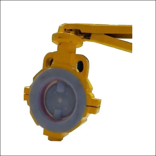 Yellow Pfa Fep Lined Butterfly Valves