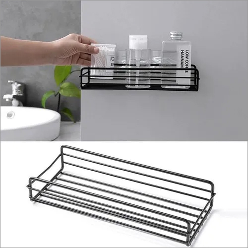 Black Stainless Steel Storage Rack Organizer Without Drilling