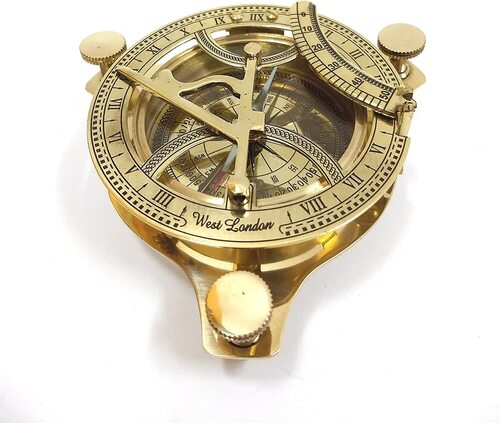 4 Inch 10cm Sandel Compass Solid Brass Sundial  4 Inch Sundial Compass - Solid Brass Sun Dial Parallel Import Import