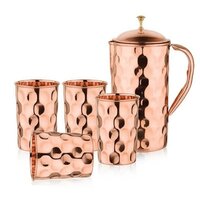 Metal High Quality Modern Design Copper Diamond Jug With Glass Set