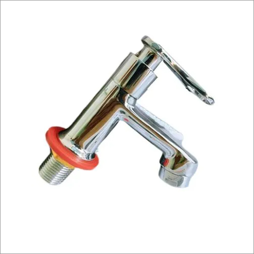 Silver Brass Pillar Cock - Brass Material, 18 mm Size, Silver Color - Round Shape for Modern Bathroom Aesthetics
