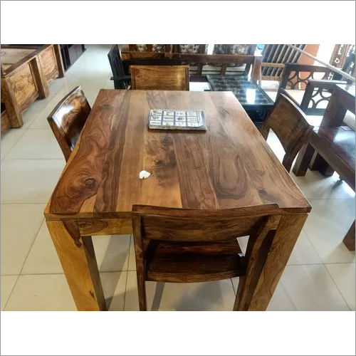 4 Seater Wooden Square Dinning Table Set