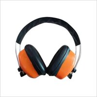 Ear Muff - Hd Plastic, Standard Size, Rectangular Orange Ear Cushion | Adjustable Ear Cups For Comfort Fit, Unisex, Reusable, Waterproof, Noise Reduction