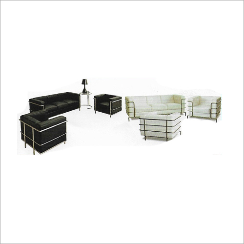 White 5 Seater Stainless Steel Office Sofa