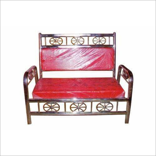 2 Seater Stainless Steel Red Sofa