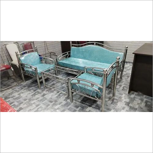 Stainless Steel Light Blue Sofa Set
