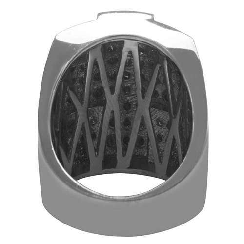 Black Diamond Cross Fashion Ring 2.75 Ct 14k Rhodium For Mens