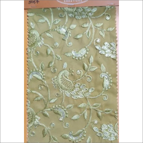 Beige Embroidery Georgette Fabric