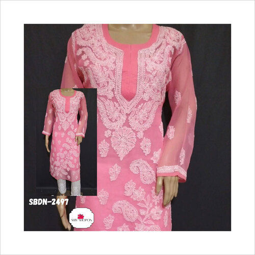 Ladies Pink Chikankari Suit