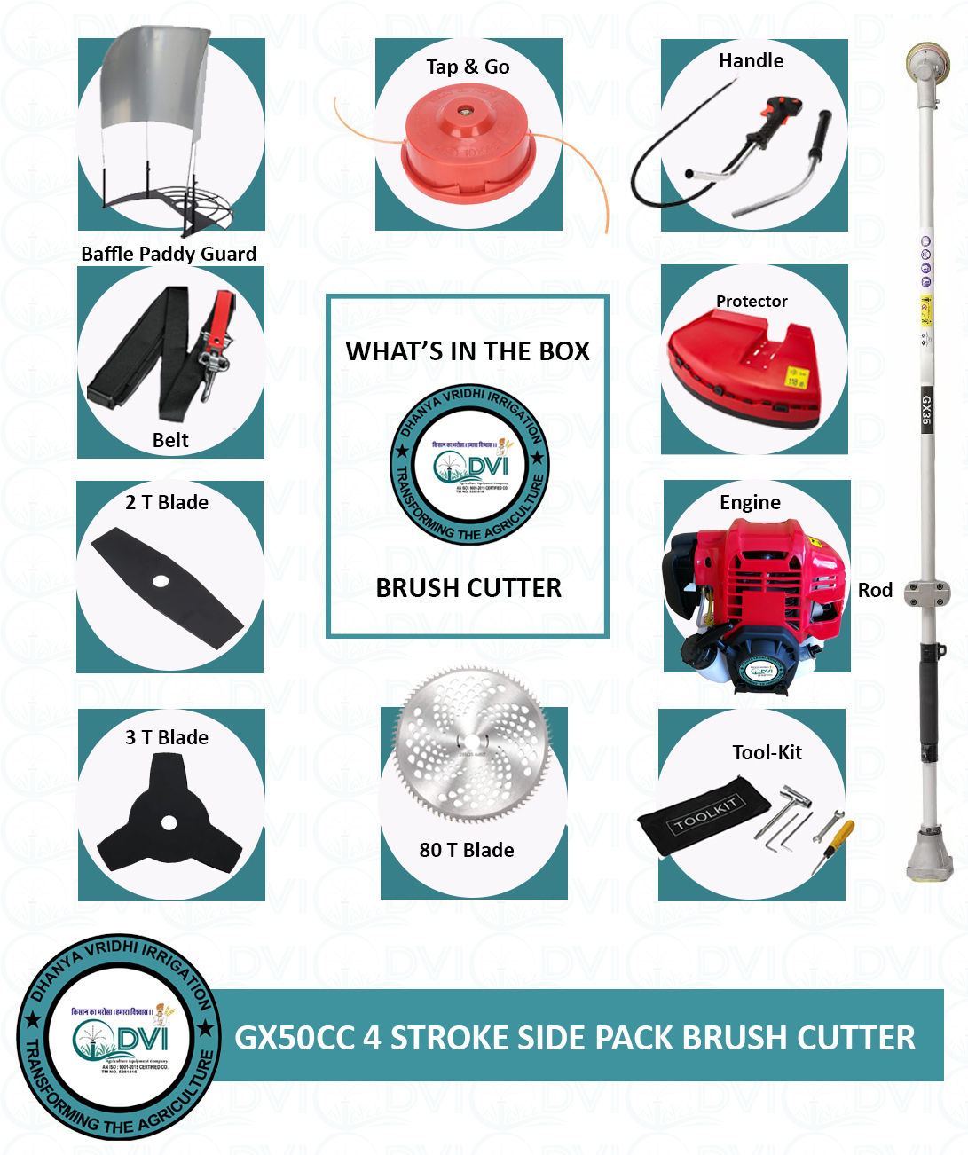 4 Stroke 50cc Side Pack Brush Cutter