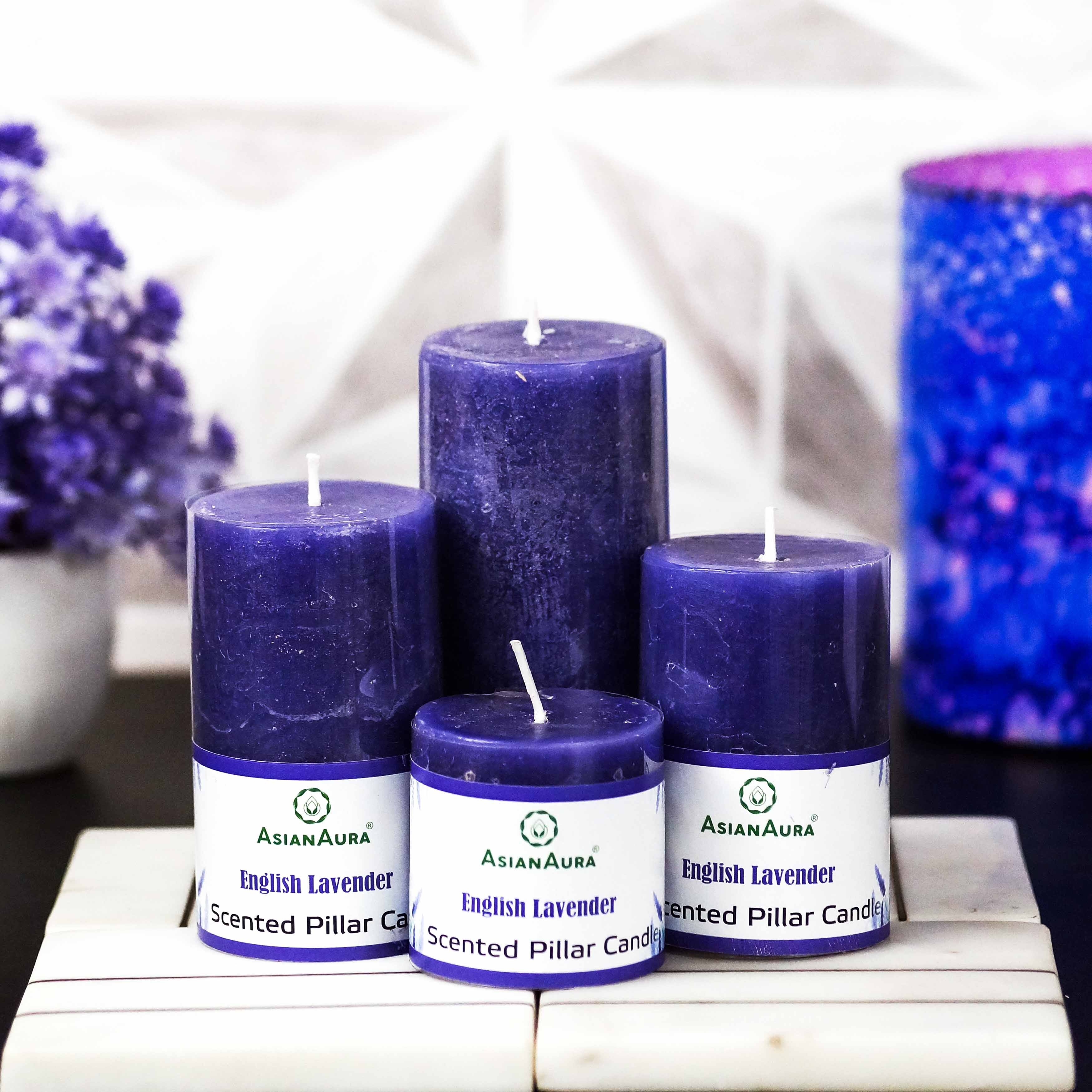 Pillar Candles Lavender pack of 4 candles