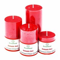 Asian Aura Romantic Rose Scented Pillar Candle Gift Set (Pack of 4)