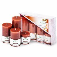 Asian Aura Sandalwood Scented Pillar Candle Gift Set (Pack of 4)