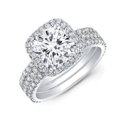 Cushion Shape Diamond Engagement Ring in 14k White Gold 1 CT