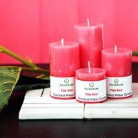 Asian Aura Pink Rose Scented Pillar Candle Gift Set (Pack of 4)