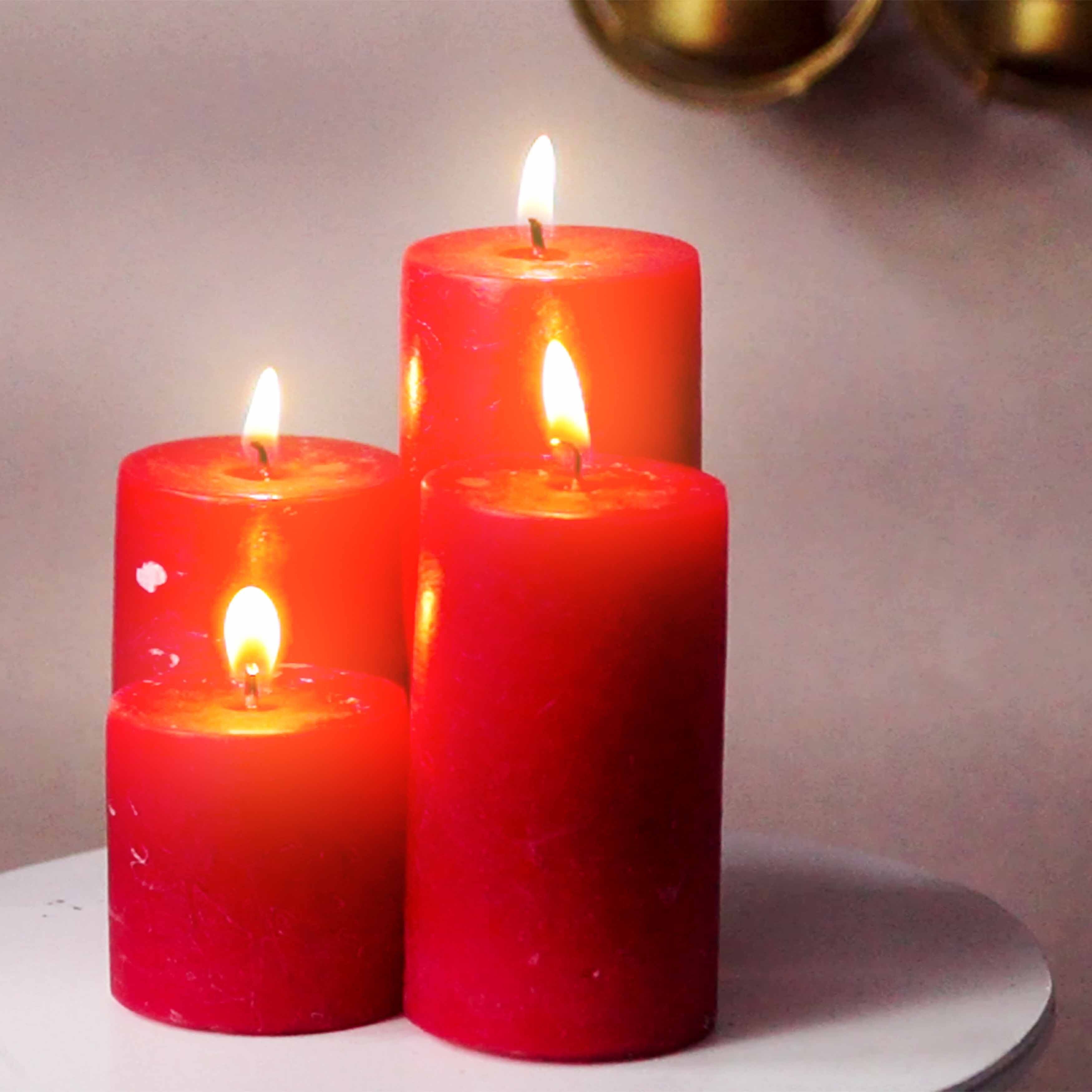 Asian Aura Red Apple Scented Pillar Candle Gift Set (Pack of 4)