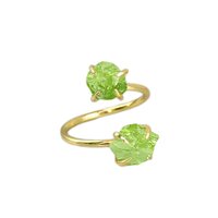 Raw Birthstone Double Prong Set Adjustable Gemstone Ring- Birthstone Ring For Girlfriends and Woman