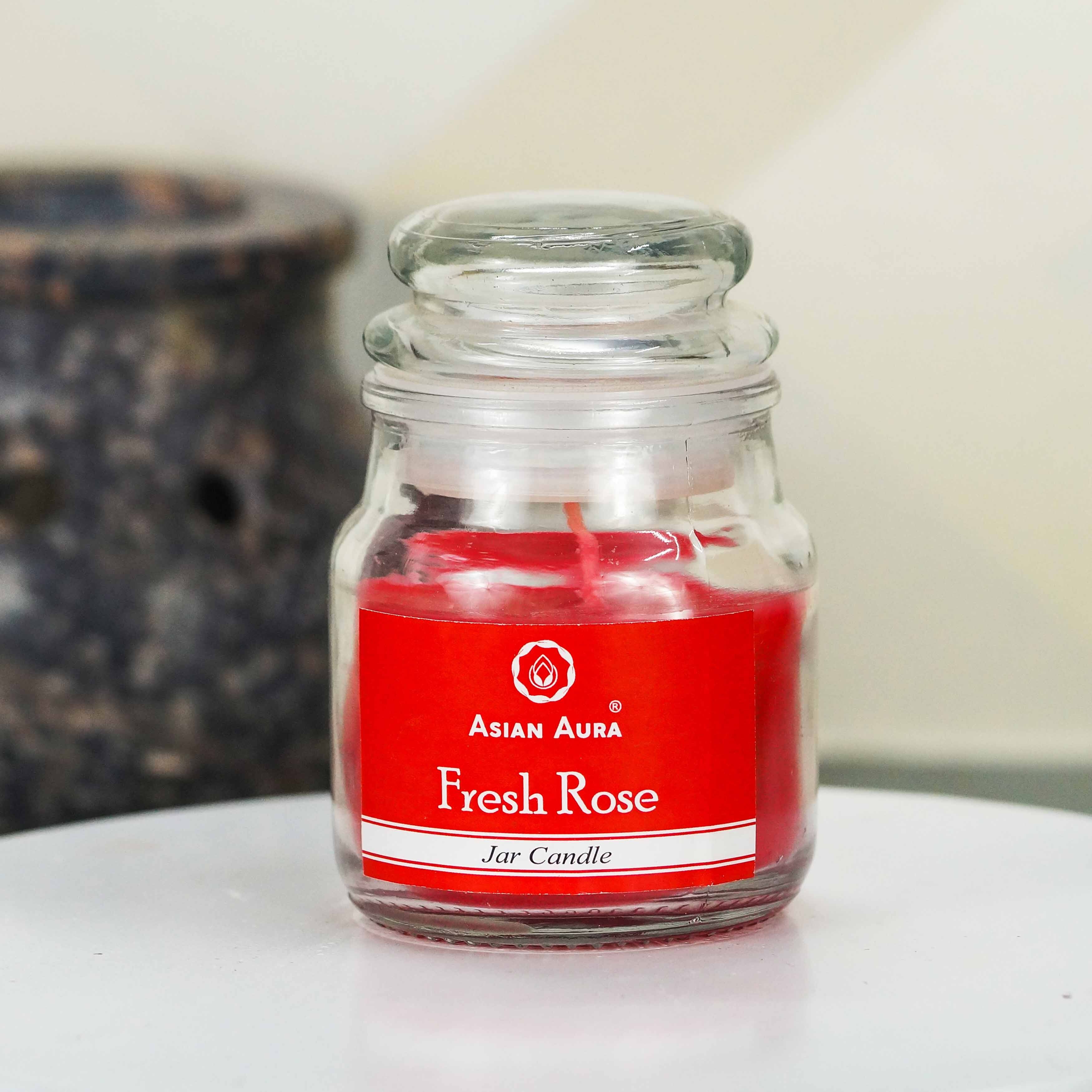 Asian Aura Fresh Rose Highly Fragrance Jar Candle ( Pack of 1 )