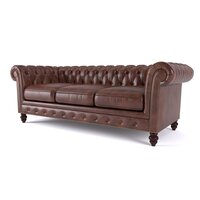 Heureux Sofa - Leatherate Material, 3 Seater (h 32 X L 76 X W 24), Durable Wrought Iron & Teak, Modern Design For Living Room
