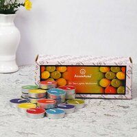 Asian Aura Smokeless T-Light Candles 4 Hrs Burning Time Candle Candle Multicolor Pack of 20