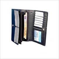 Ladies Designer Leather Wallet - Leather, Different Sizes Available, Blue Color - Folded Design For Practicality And Style
