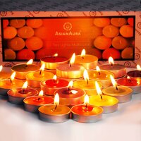 Asian Aura Smokeless T-Light Candles 3-4 Hrs Burning Time Candle Candle Multicolour Pack of 50