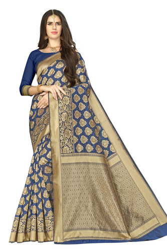 ROYAL BLUE COLOUR IN Banarasi Silk FABRIC WITH DESIGNER WEAVING