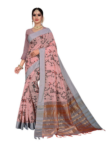 LOVELY MULTI COLOUR IN LINEN SILK FABRIC WITH EMBLISHMENT OF DESIGNER PRINT