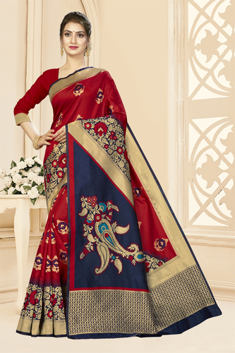 PREETY MULTI COLOUR IN BANARASI SILK FABRIC WITH EMBLISHMENT OF DESIGNER WEAVING