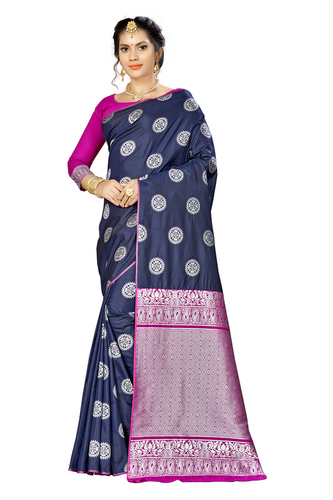 LOVELY NEAVY BLUE COLOUR IN Banarasi Silk FABRIC WITH DESIGNR WEAVING