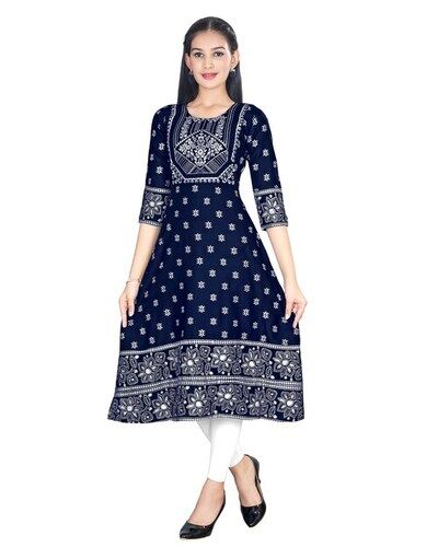 girls rayon printed long kurti