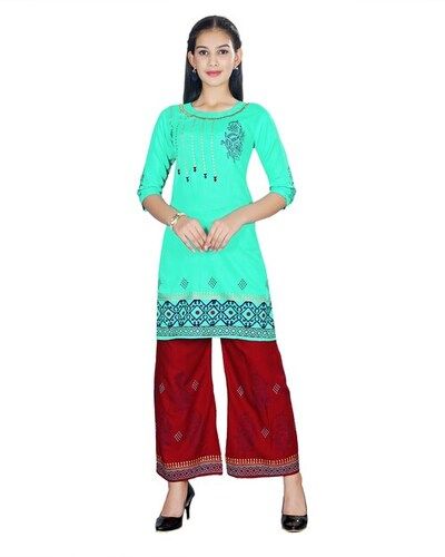 GIRLS BLOCK PRINT KURTI WITH PLAZZO