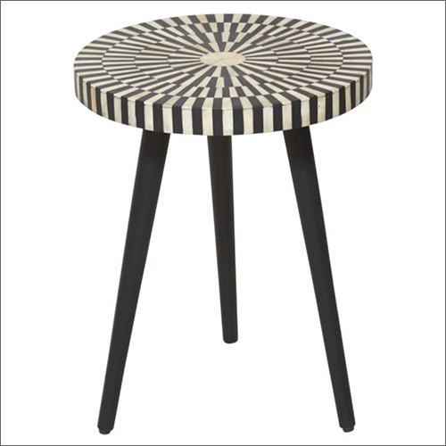 Luxury Black Striped Bone Inlay Stool