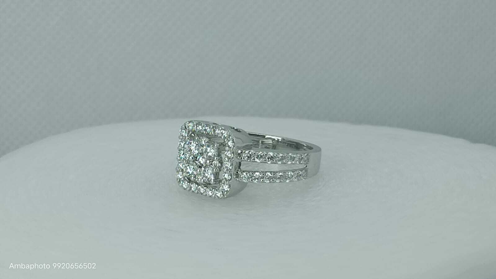 White Gold Diamond Cluster Solitaire Ring
