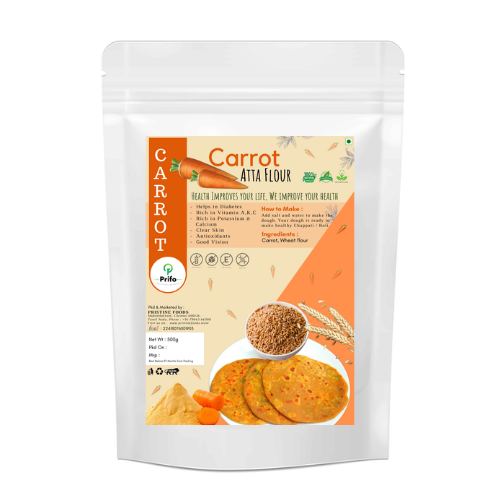 Prifo Carrot Atta flour chakki atta For making Healthy Chappathi Paratha Roti Pan cakes Iron Rich Gluten Free Free from Chemicals