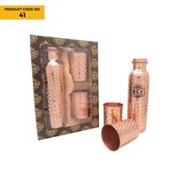 Copper Hammered Bottle With 2 Glasses In Gift Box