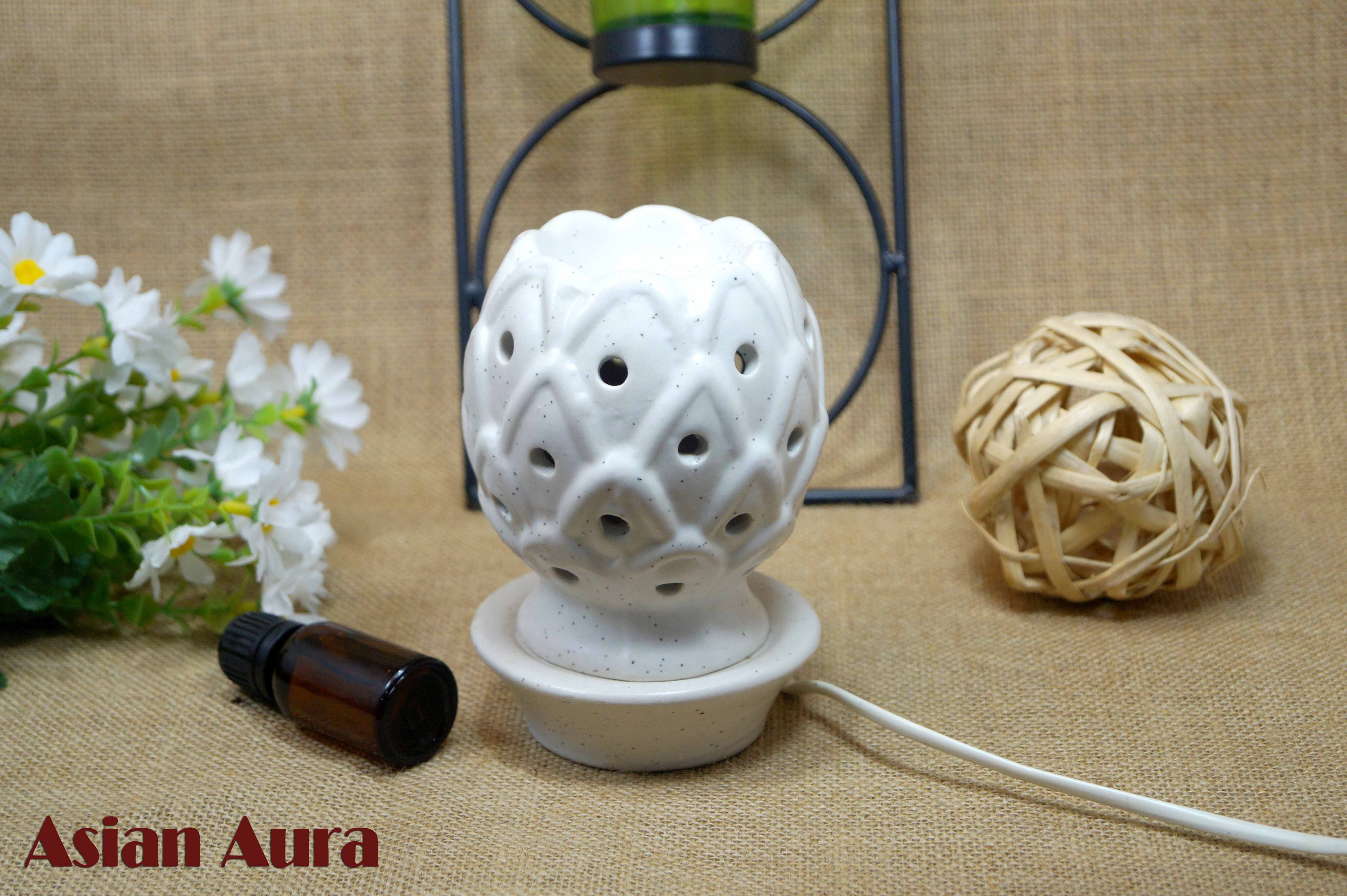 Asian Aura Ceramic Aromatic Oil Diffuser with 2 oil bottles AAEB 002-B