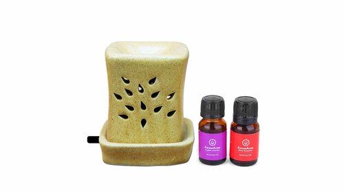 Asian Aura Ceramic Aromatic Oil Diffuser with 2 oil bottles AAEB 002-B2