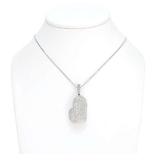 Heart Shape Pendant Fully Iced Out Diamond In 14K White Gold 2 CT