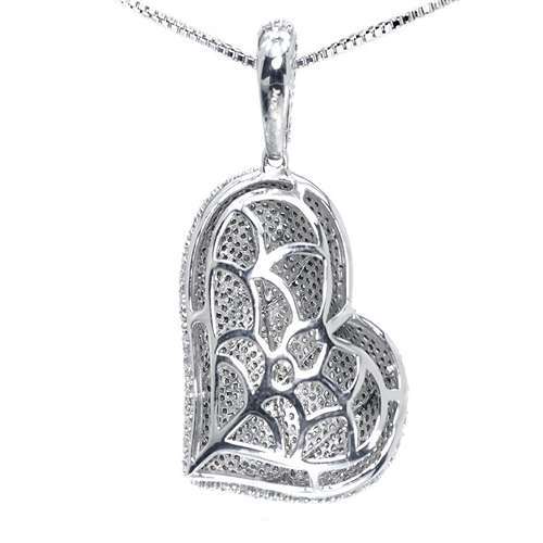 Heart Shape Pendant Fully Iced Out Diamond In 14K White Gold 2 CT