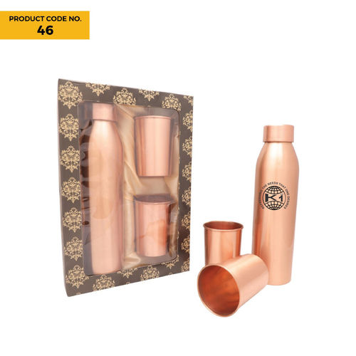 Copper Plain Bottle With 2 Glasses CP-03