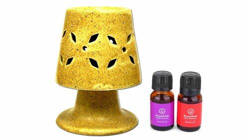 Asian Aura Ceramic Aromatic Oil Diffuser with 2 oil bottles AAEB 005-B